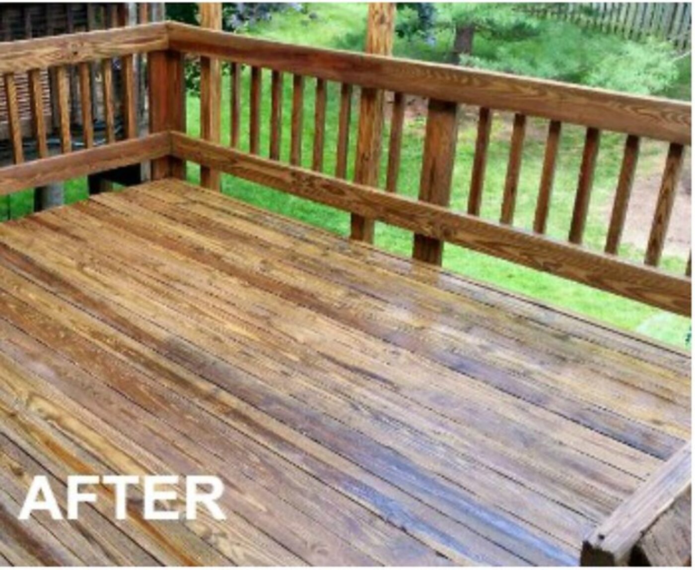 The same wooden deck restored after cleaning